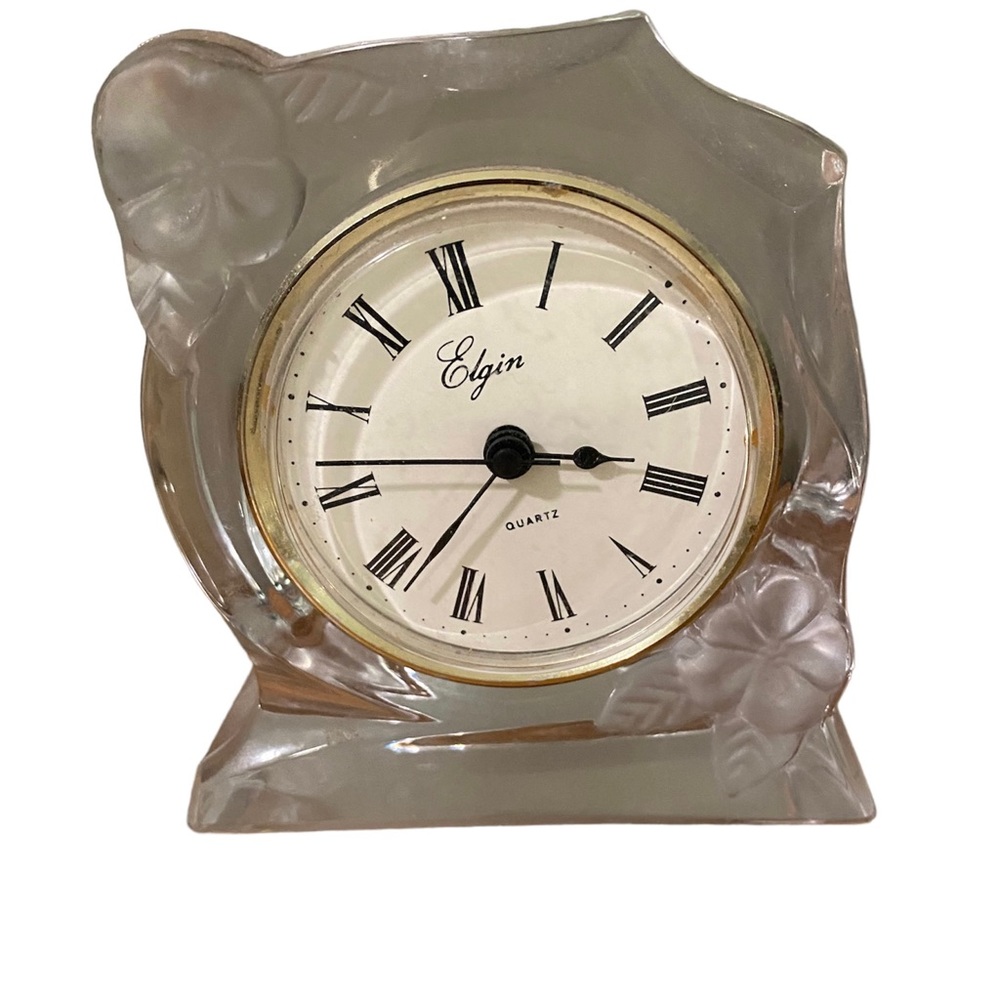 Elgin small vintage crystal clock